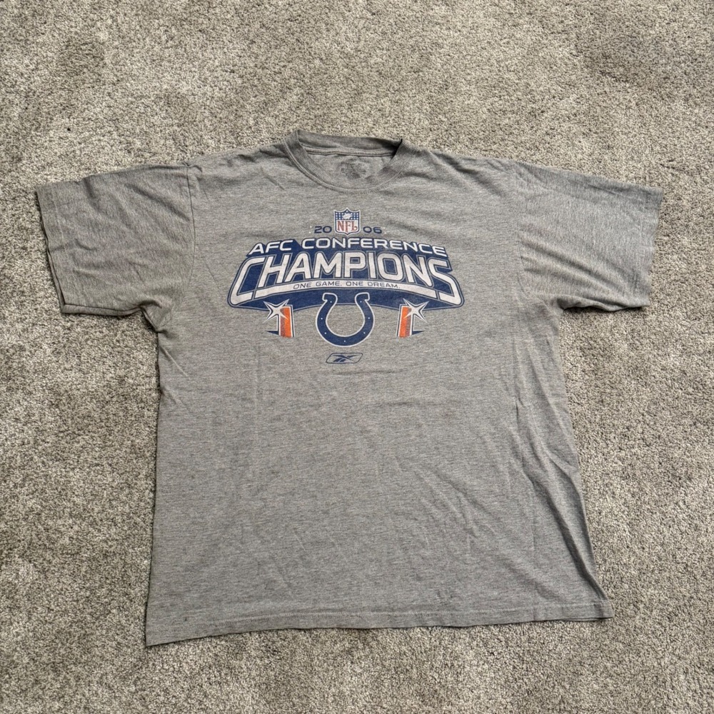 Reebok Indianapolis Colts 2006 AFC Champions T-Shirt Gray Mens XL NFL Football